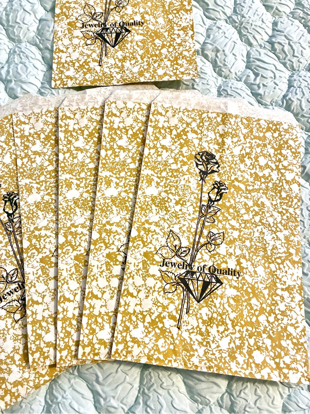 125- Bags Jewelry of Quality Gold Speckle Jewelry Bags - Set of 125